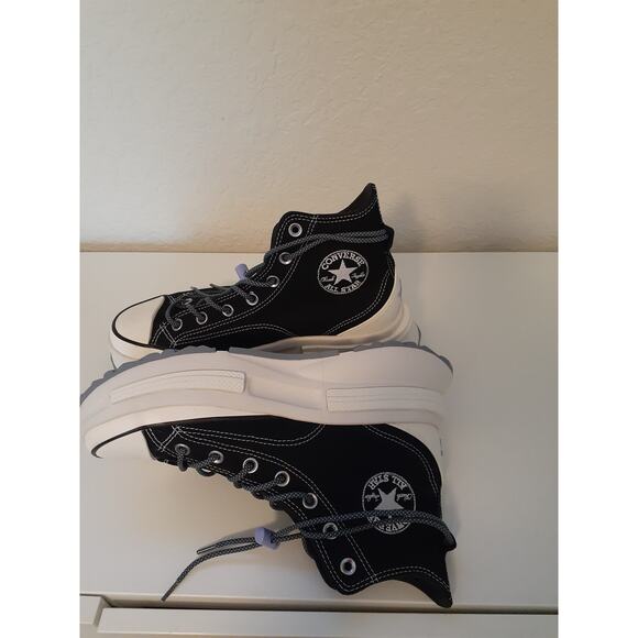 Converse All Star Run Star Black Platform Mid Top Sneakers Men 7 Ladies 8.5 - Picture 2 of 8